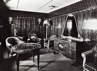 Saloon of a Luxury Apartment in the Ocean Liner Paris, July 1921 by French Photographer